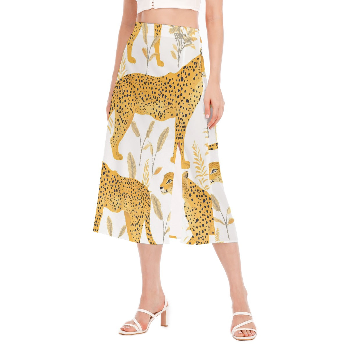 All-Over Print Women's High Slit Long Skirt