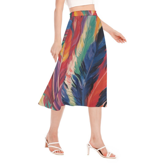 All-Over Print Women's Long Section Chiffon Skirt