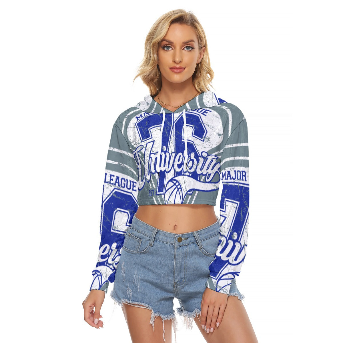 All-Over Print Women's Crop Top Hoodie|Velvet