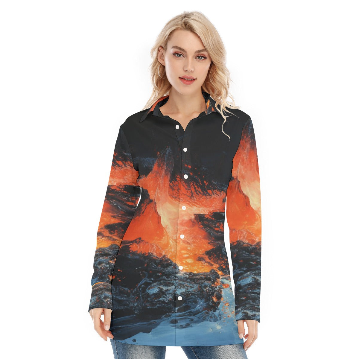 All-Over Print Women's Long Shirt