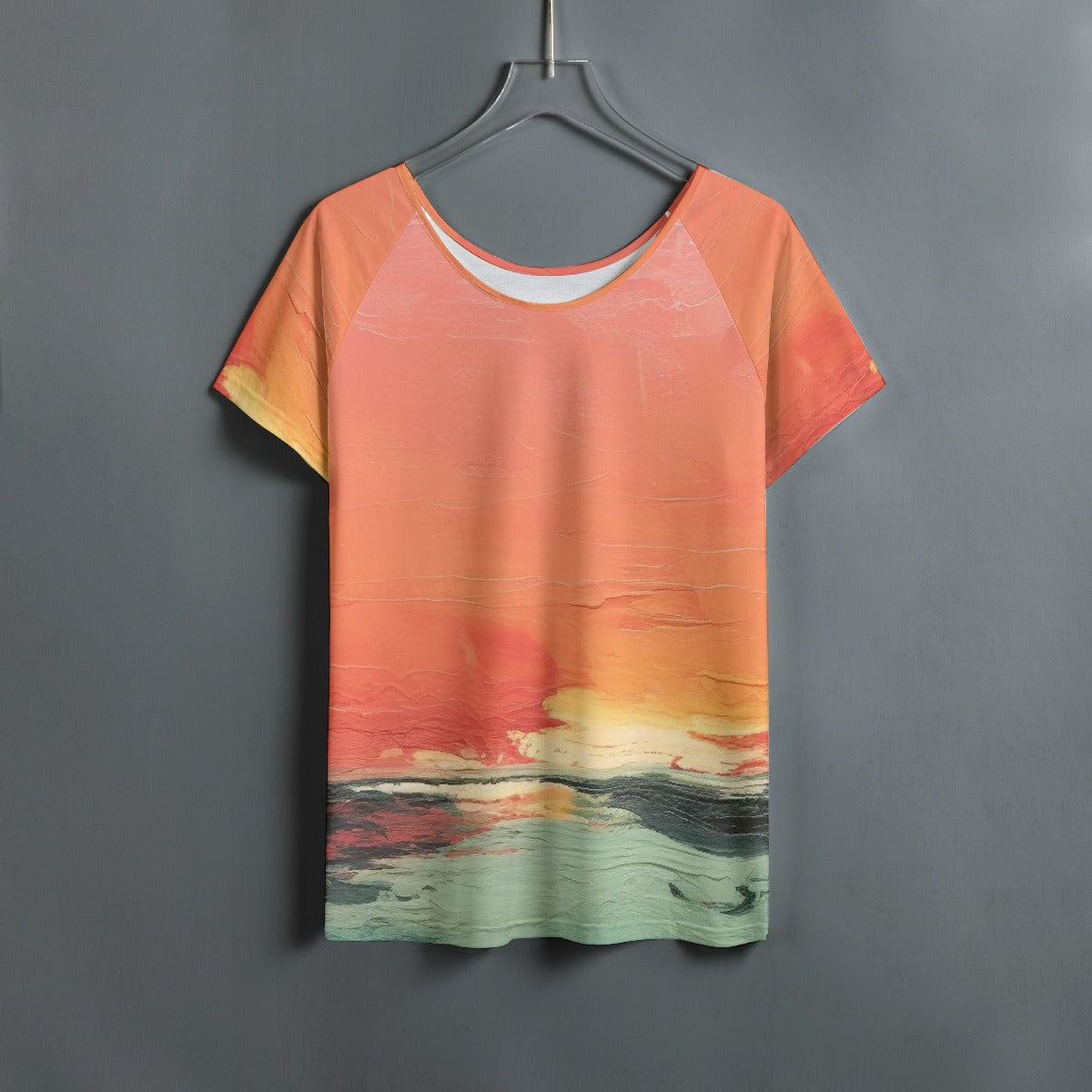 All-Over Print Women's Round Neck T-shirt With Raglan Sleeve