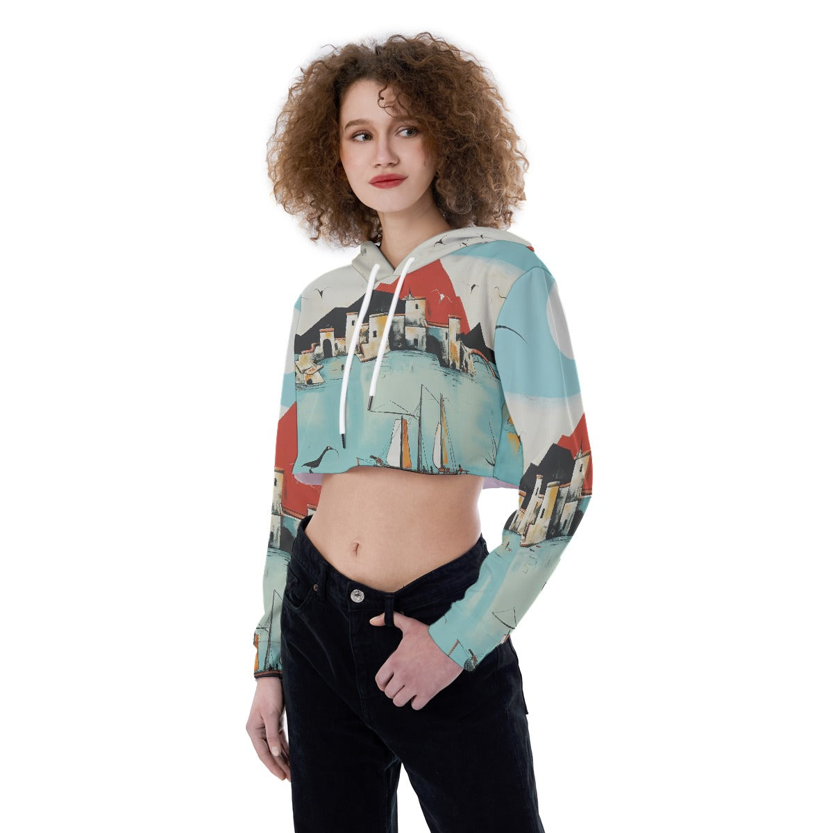 All-Over Print Women's Crop Top Hoodie
