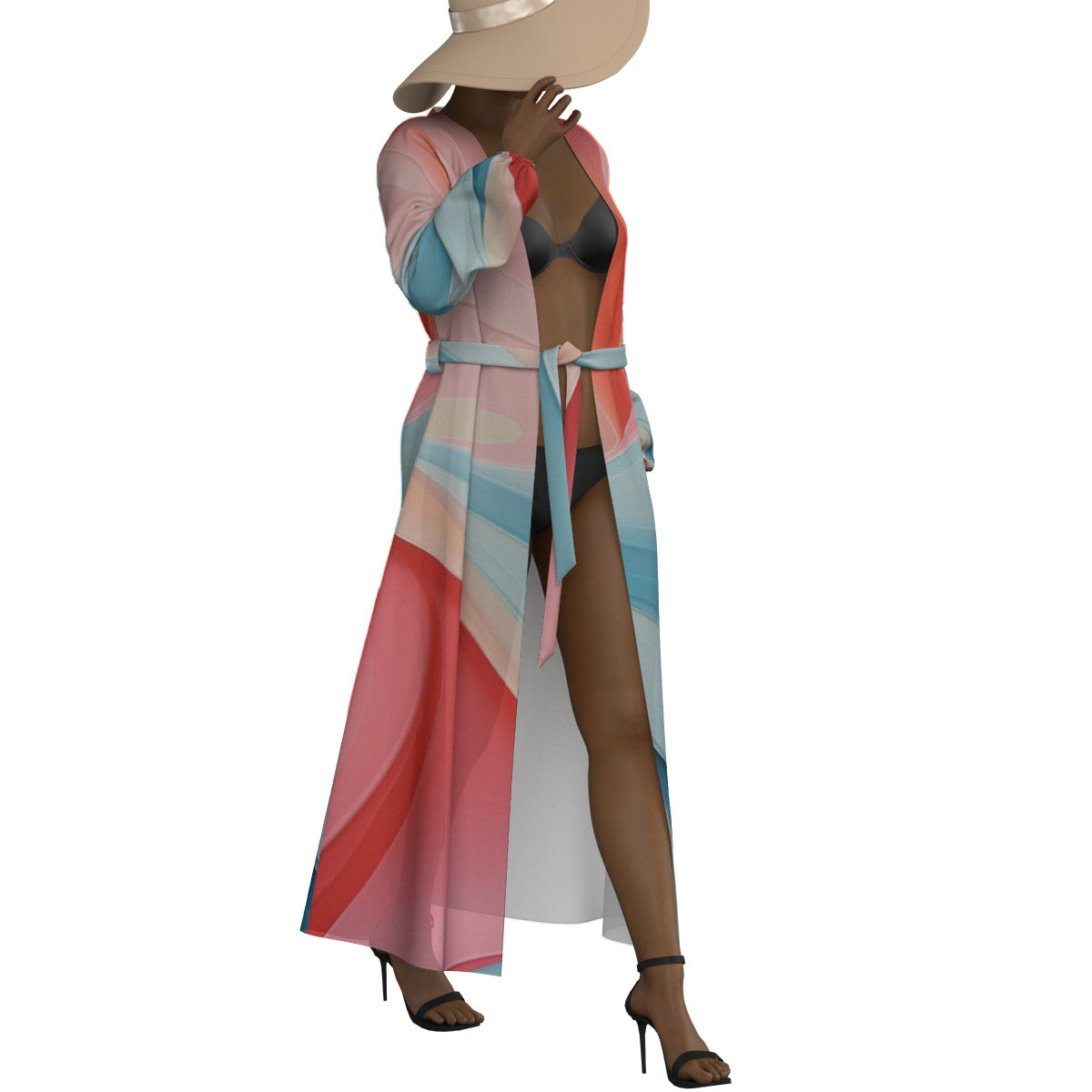 All-Over Print Women's Lace-up Chiffon Robe