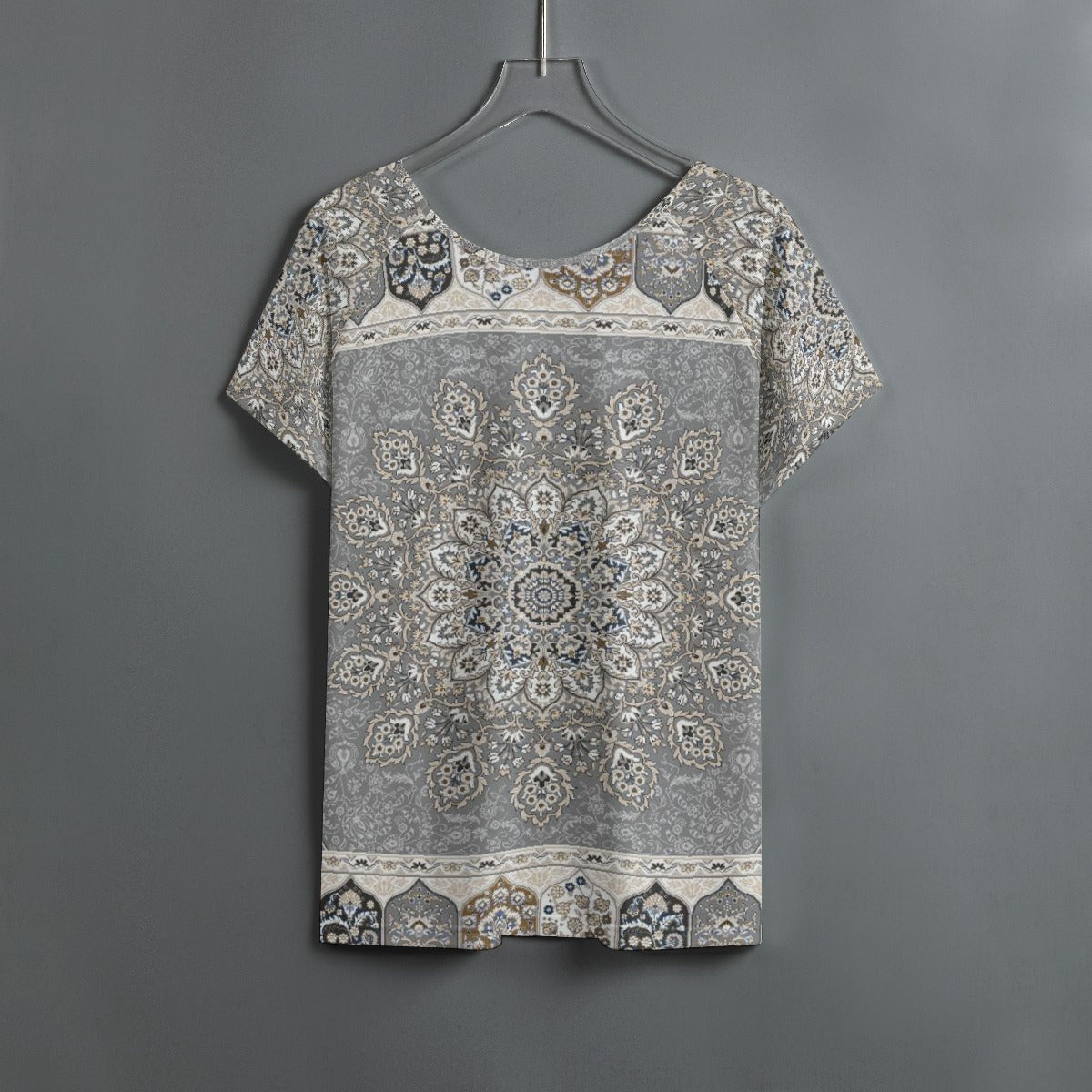 All-Over Print Women's Round Neck T-shirt With Raglan Sleeve