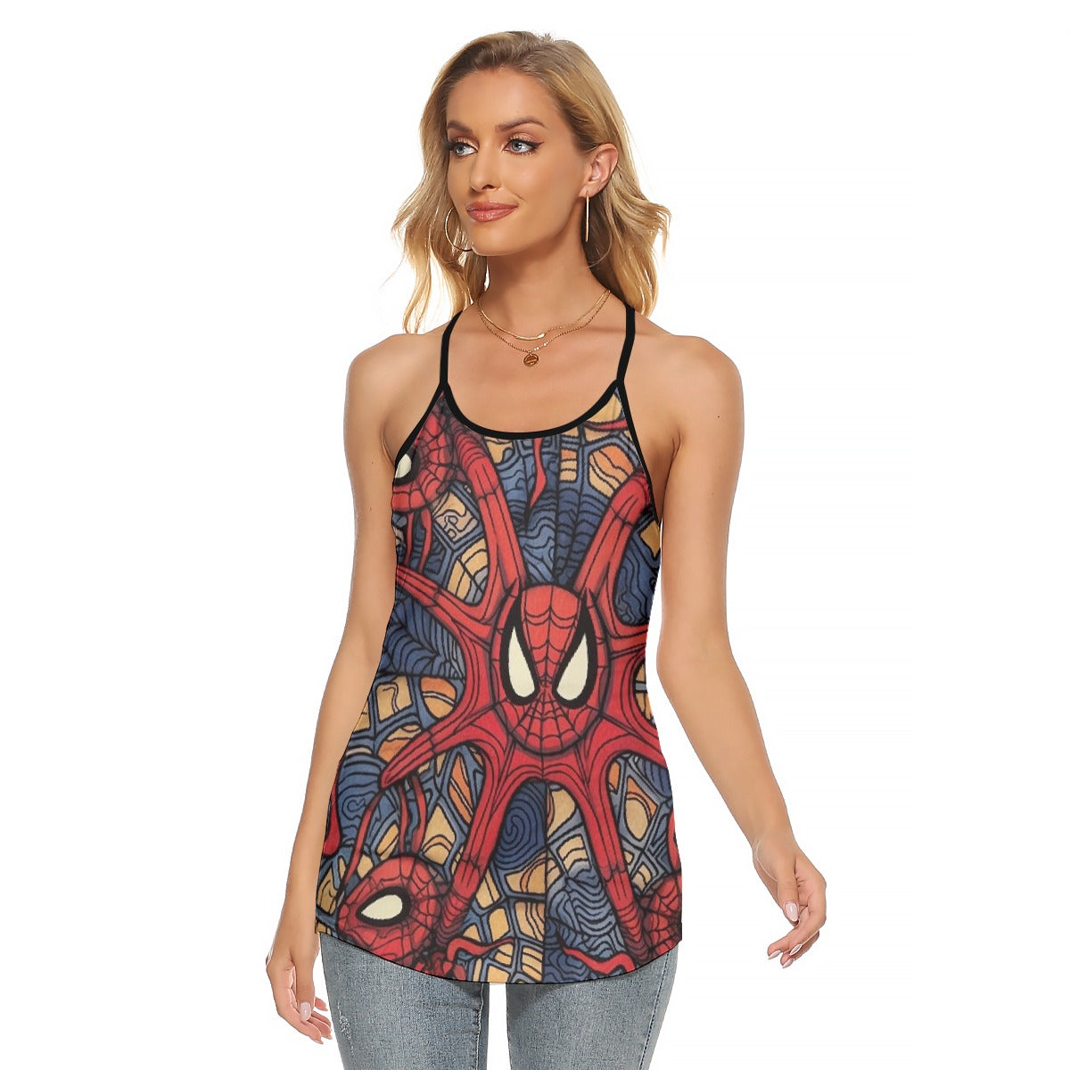 All-Over Print Women's Criss-Cross Open Back Tank Top
