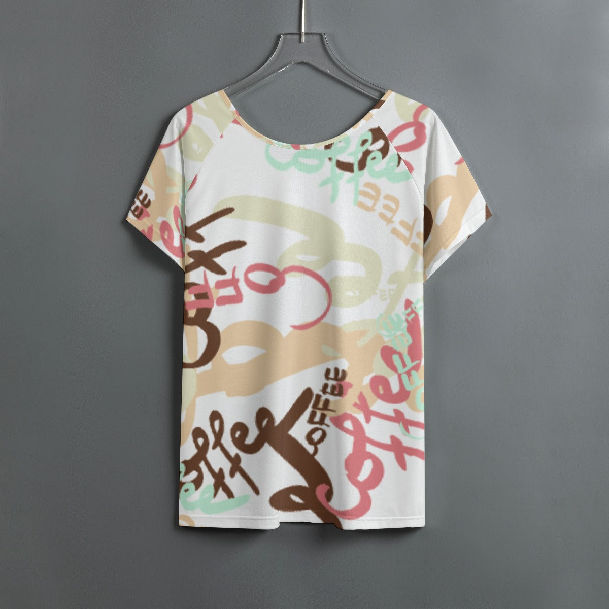 All-Over Print Women's Round Neck T-shirt With Raglan Sleeve