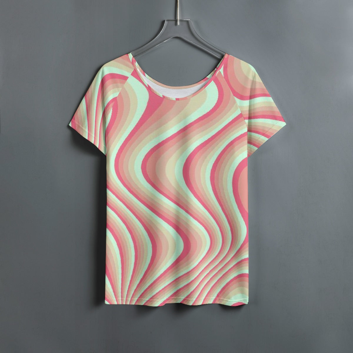 All-Over Print Women's Round Neck T-shirt With Raglan Sleeve