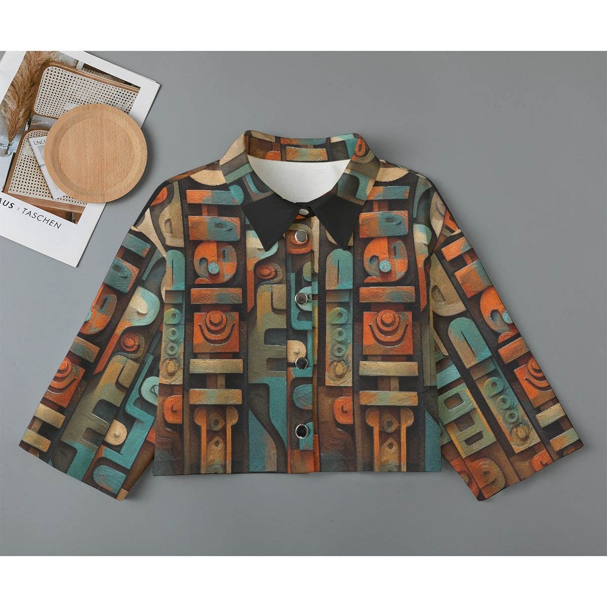 All-Over Print Women's Cropped Jacket | 245GSM Cotton