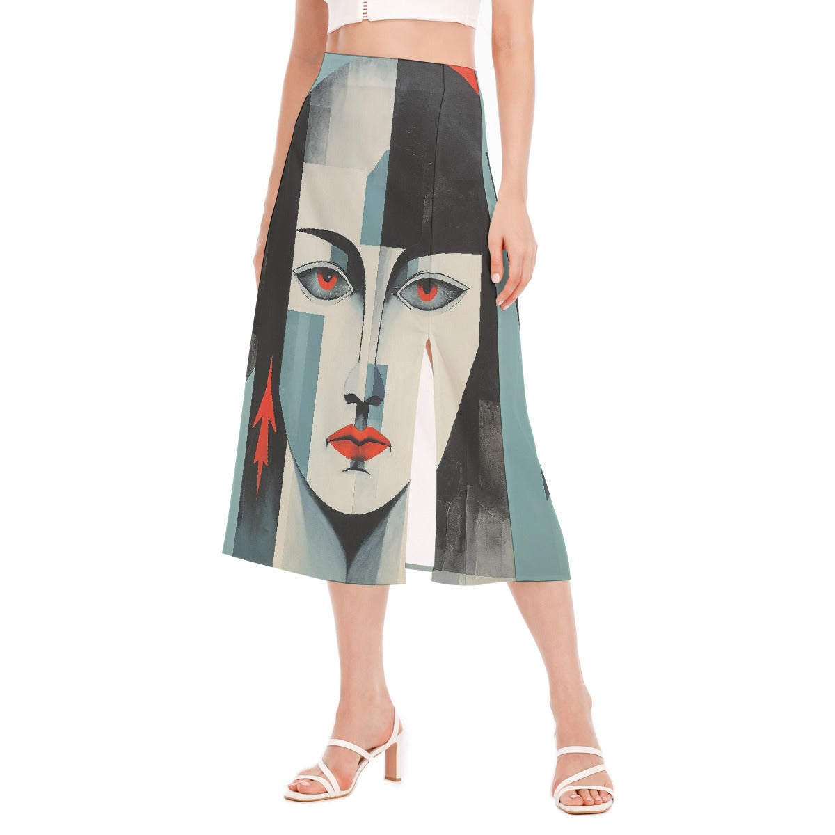 All-Over Print Women's High Slit Long Skirt