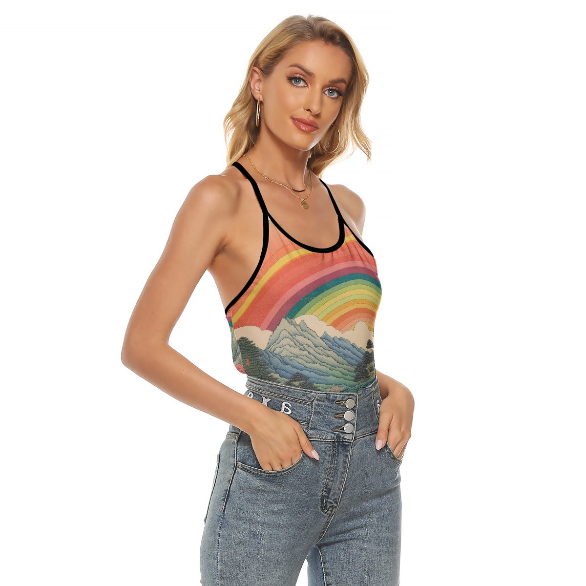 All-Over Print Women's Criss-Cross Open Back Tank Top