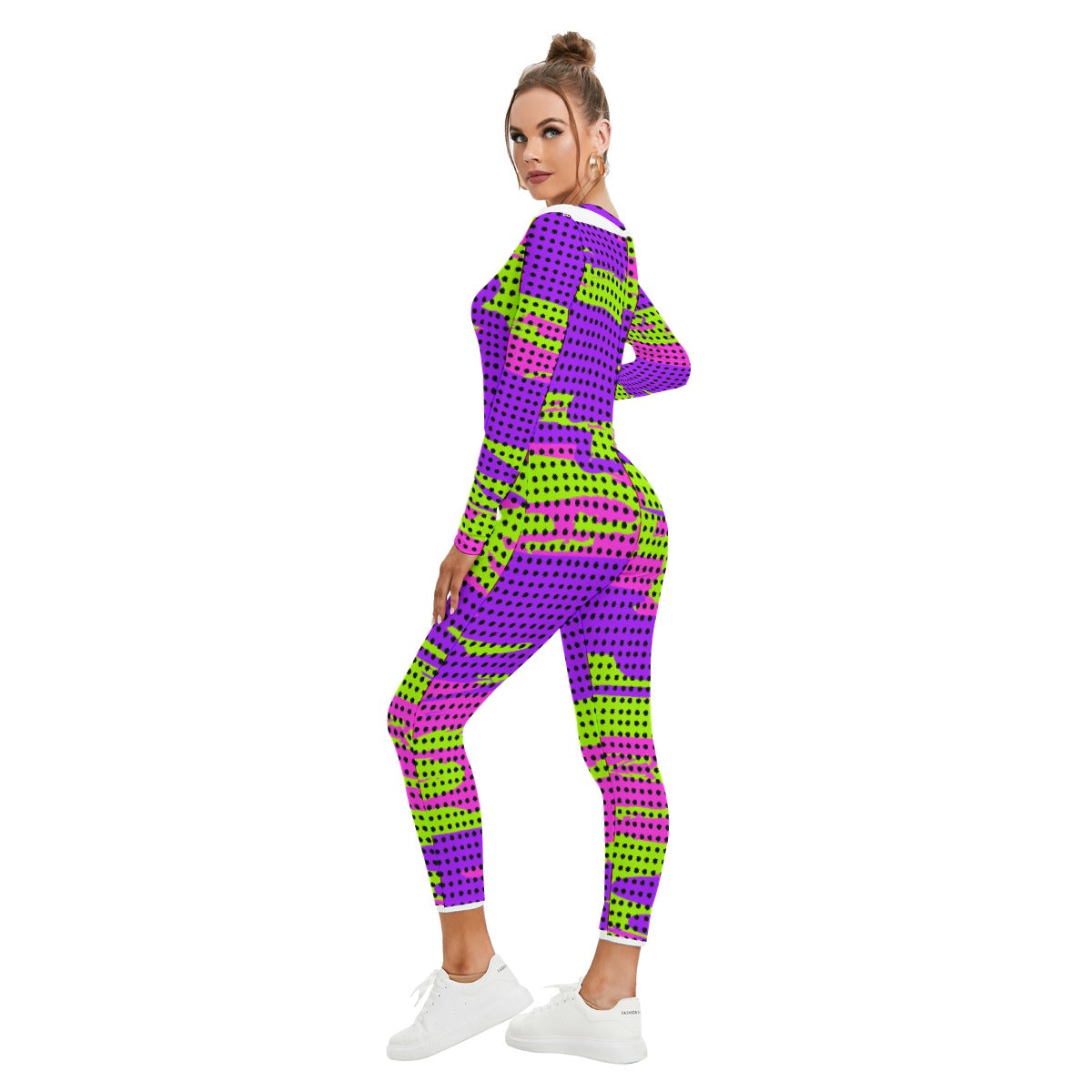 All-Over Print Women's Plunging Neck Jumpsuit