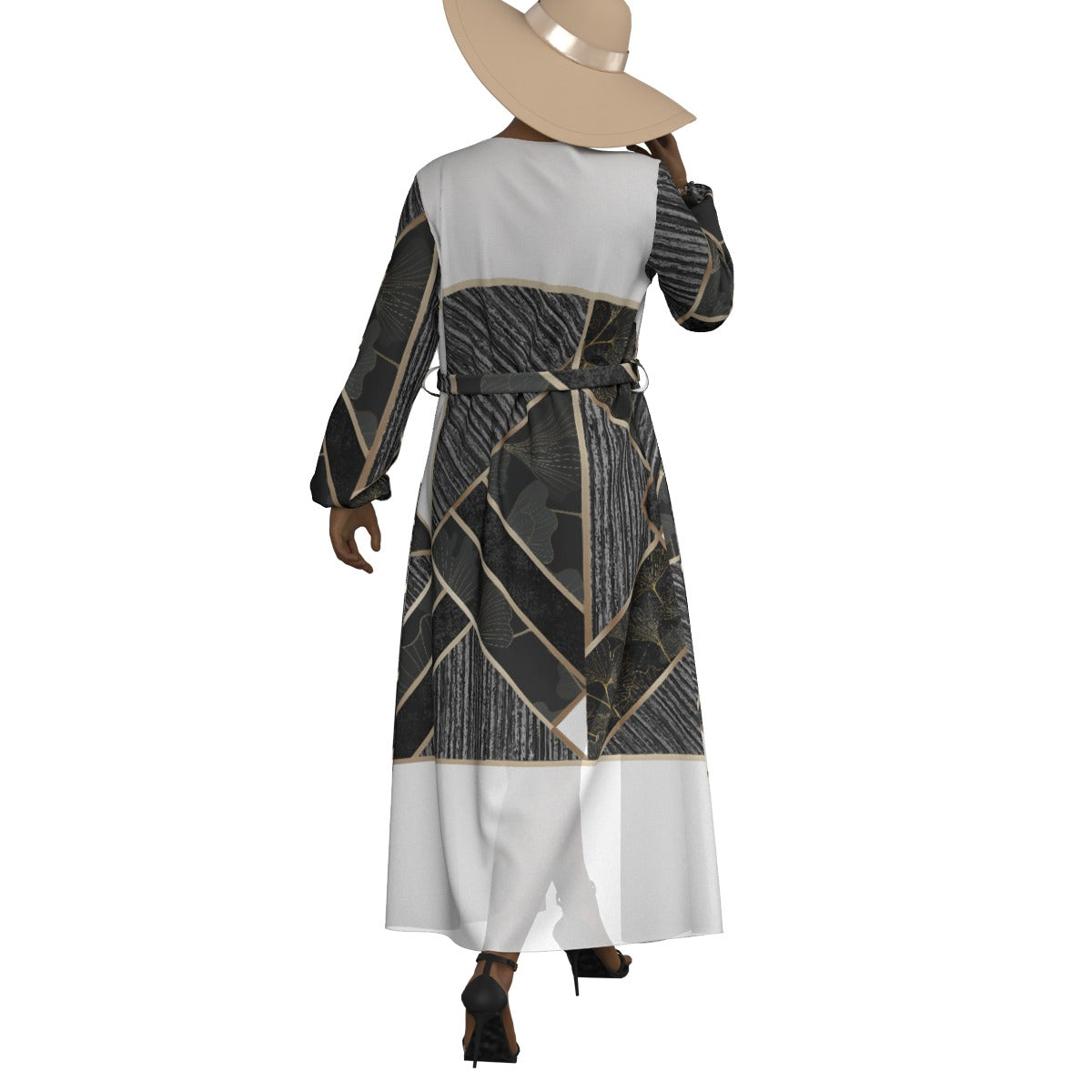 All-Over Print Women's Lace-up Chiffon Robe