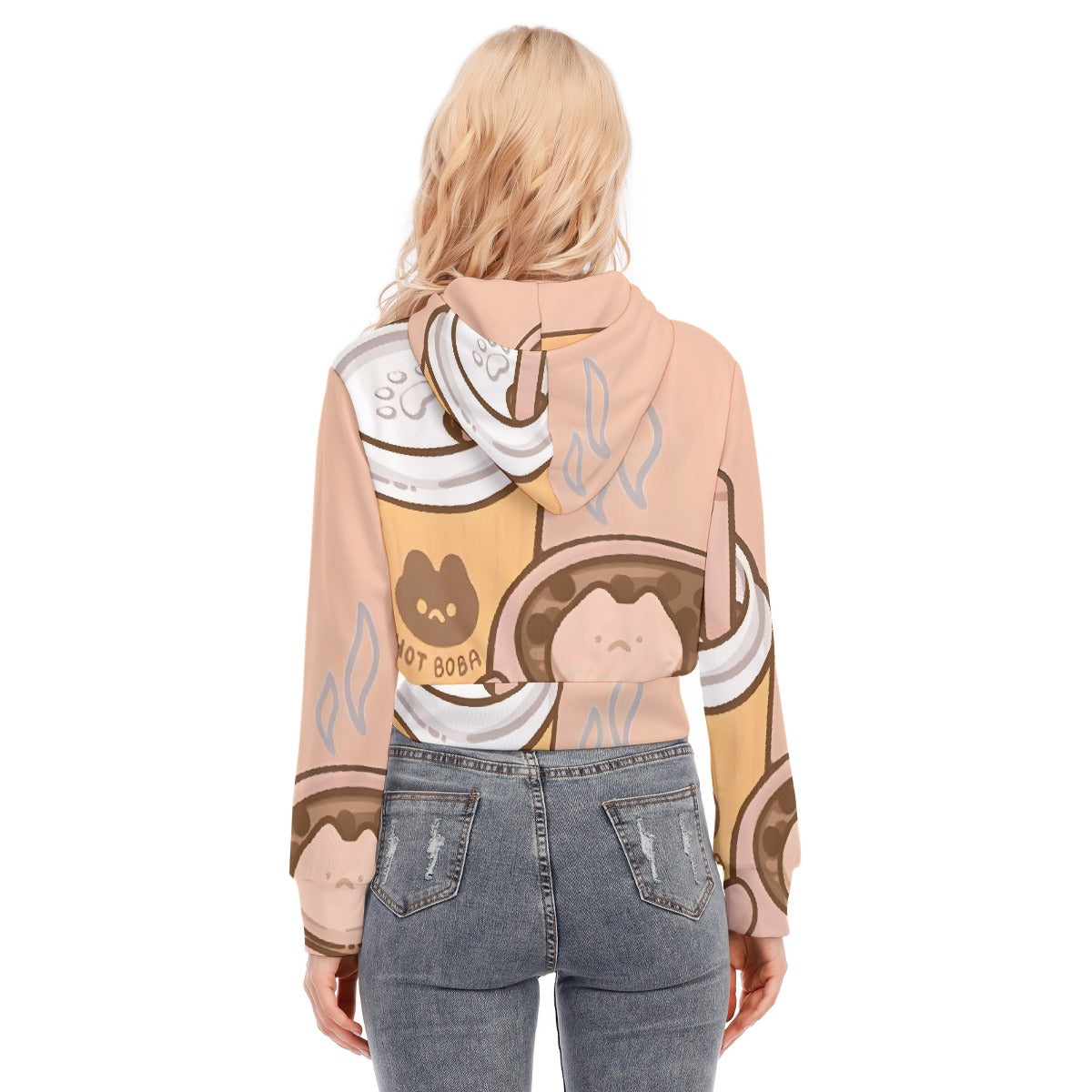 All-Over Print Women's Crop Top Hoodie With Zipper Closure
