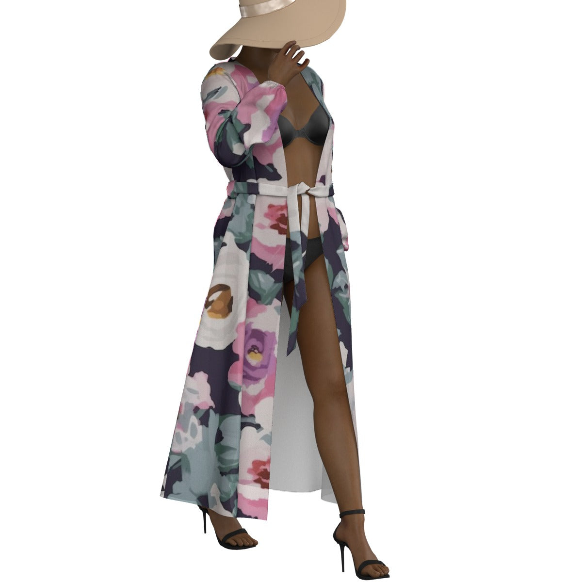 All-Over Print Women's Lace-up Chiffon Robe