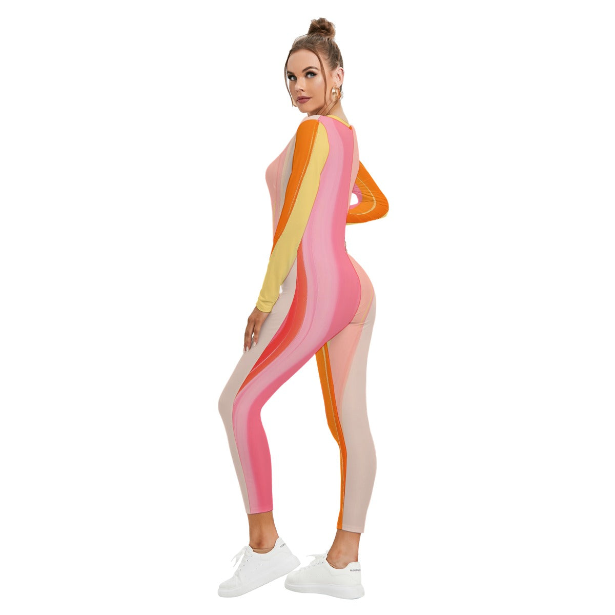 All-Over Print Women's Plunging Neck Jumpsuit