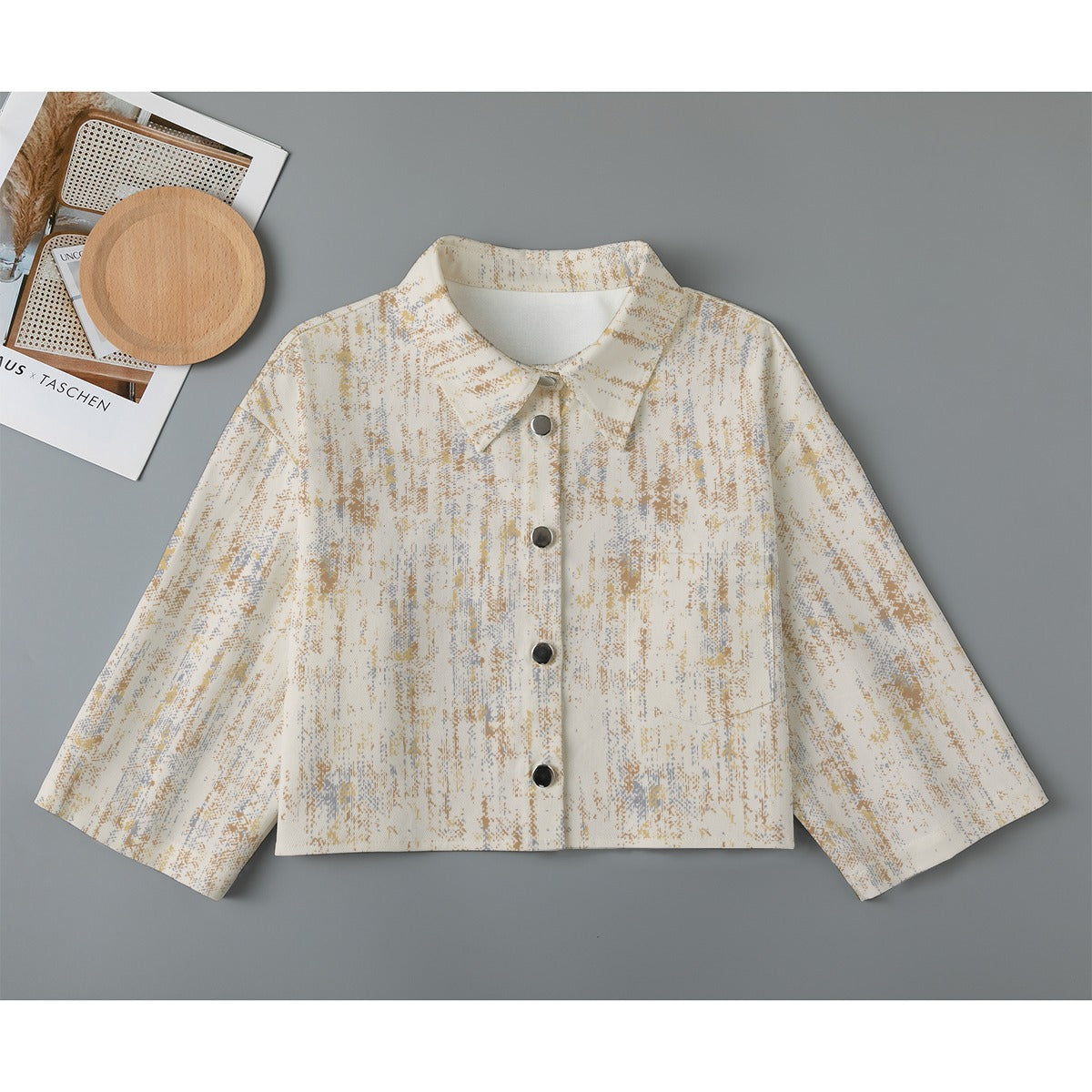 All-Over Print Women's Cropped Jacket | 245GSM Cotton