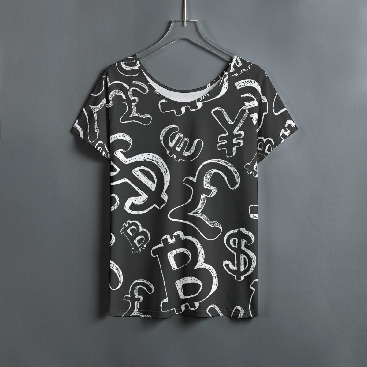All-Over Print Women's Round Neck T-shirt With Raglan Sleeve