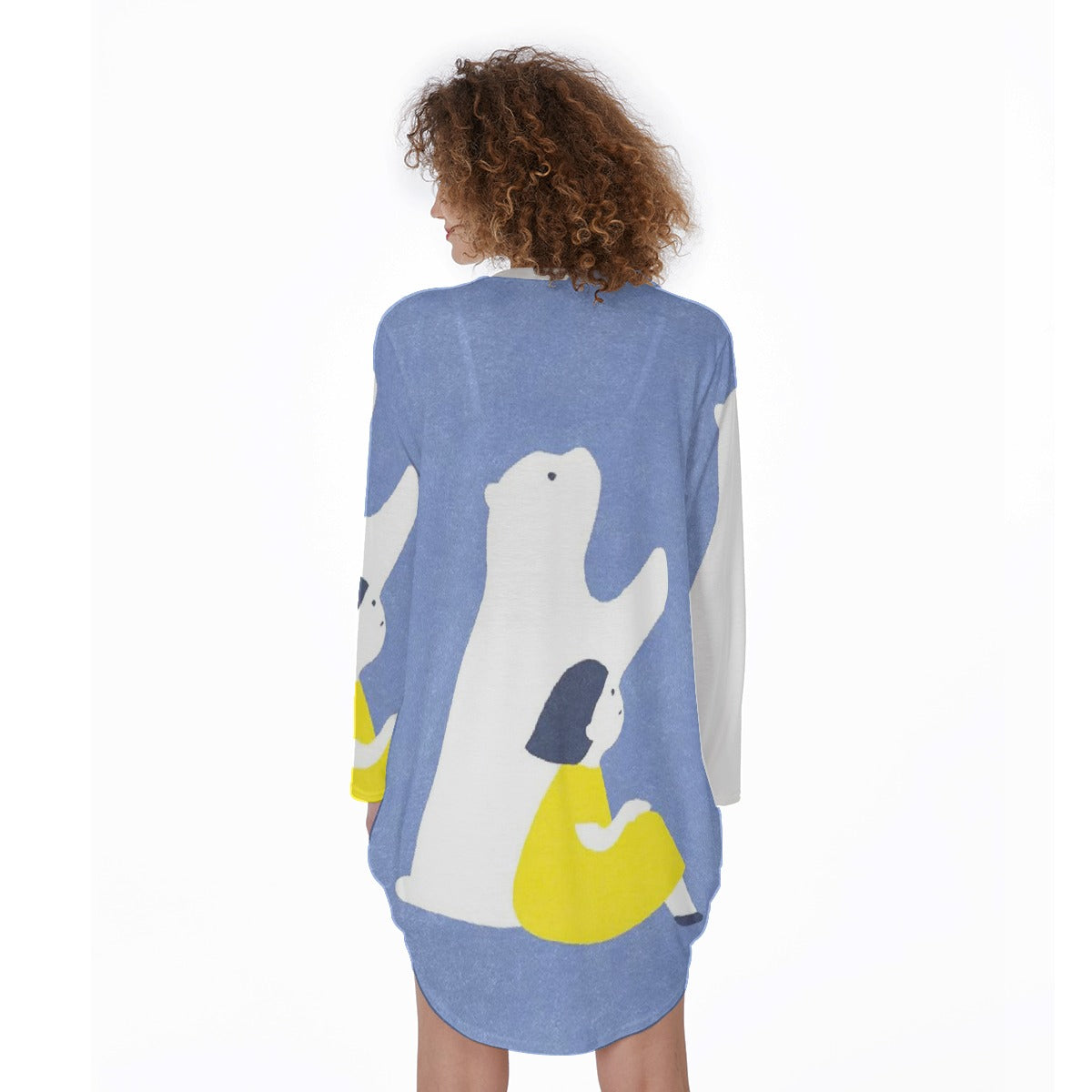 All-Over Print Women's Casual Loose Long Sleeve Dress With Pocket