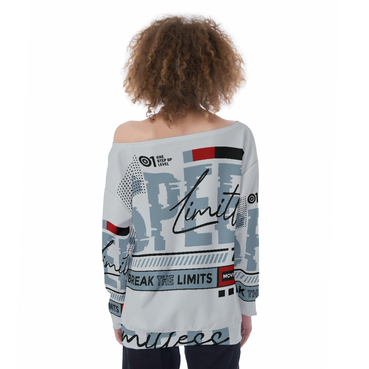 All-Over Print Oversized Women's Off-Shoulder Sweatshirt