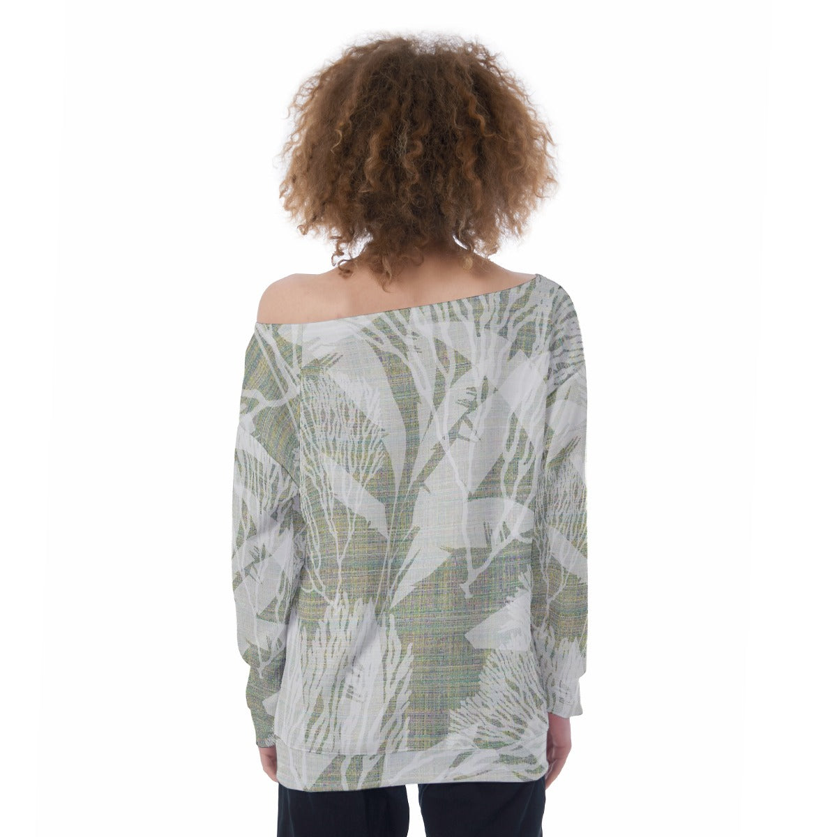 All-Over Print Oversized Women's Off-Shoulder Sweatshirt