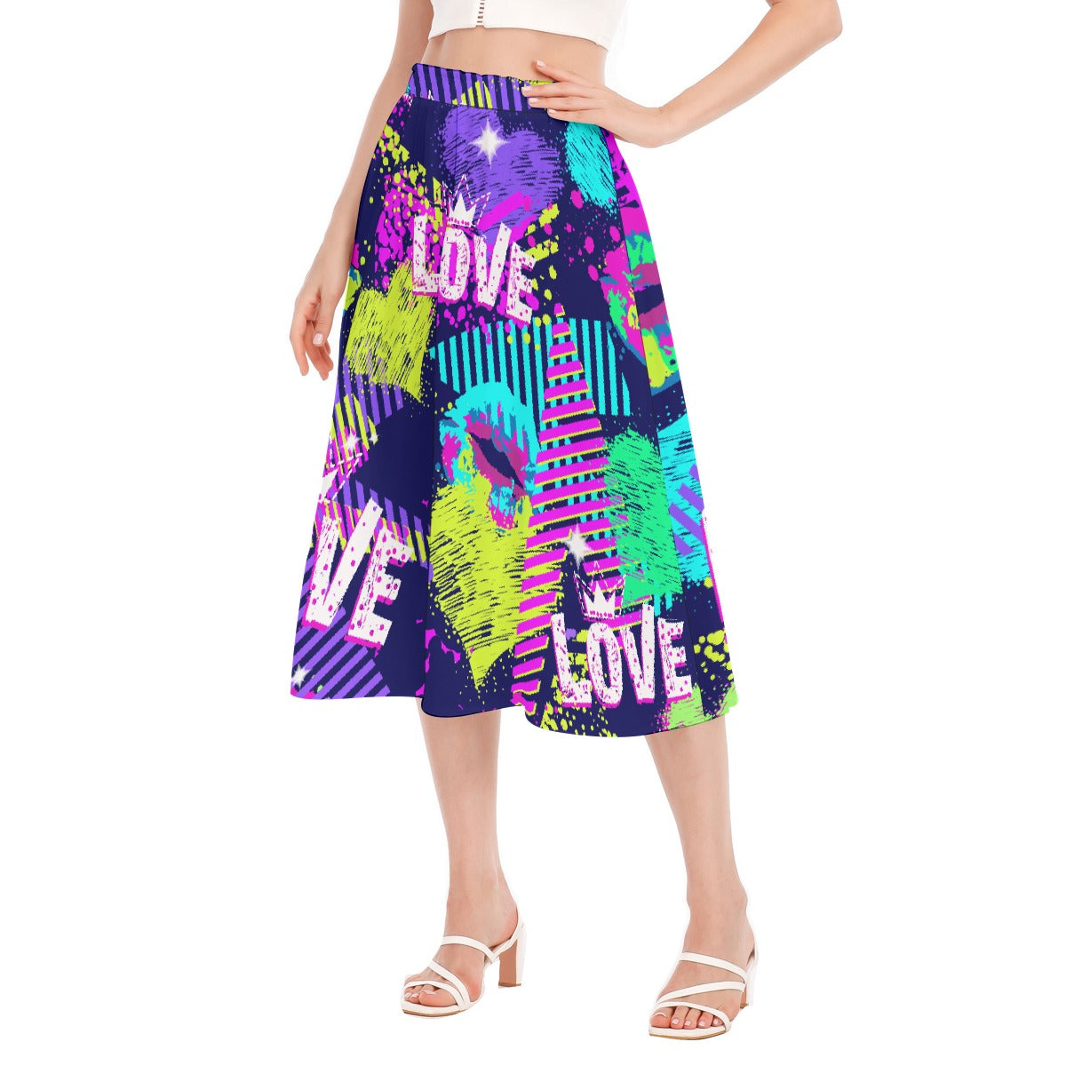 All-Over Print Women's Long Section Chiffon Skirt