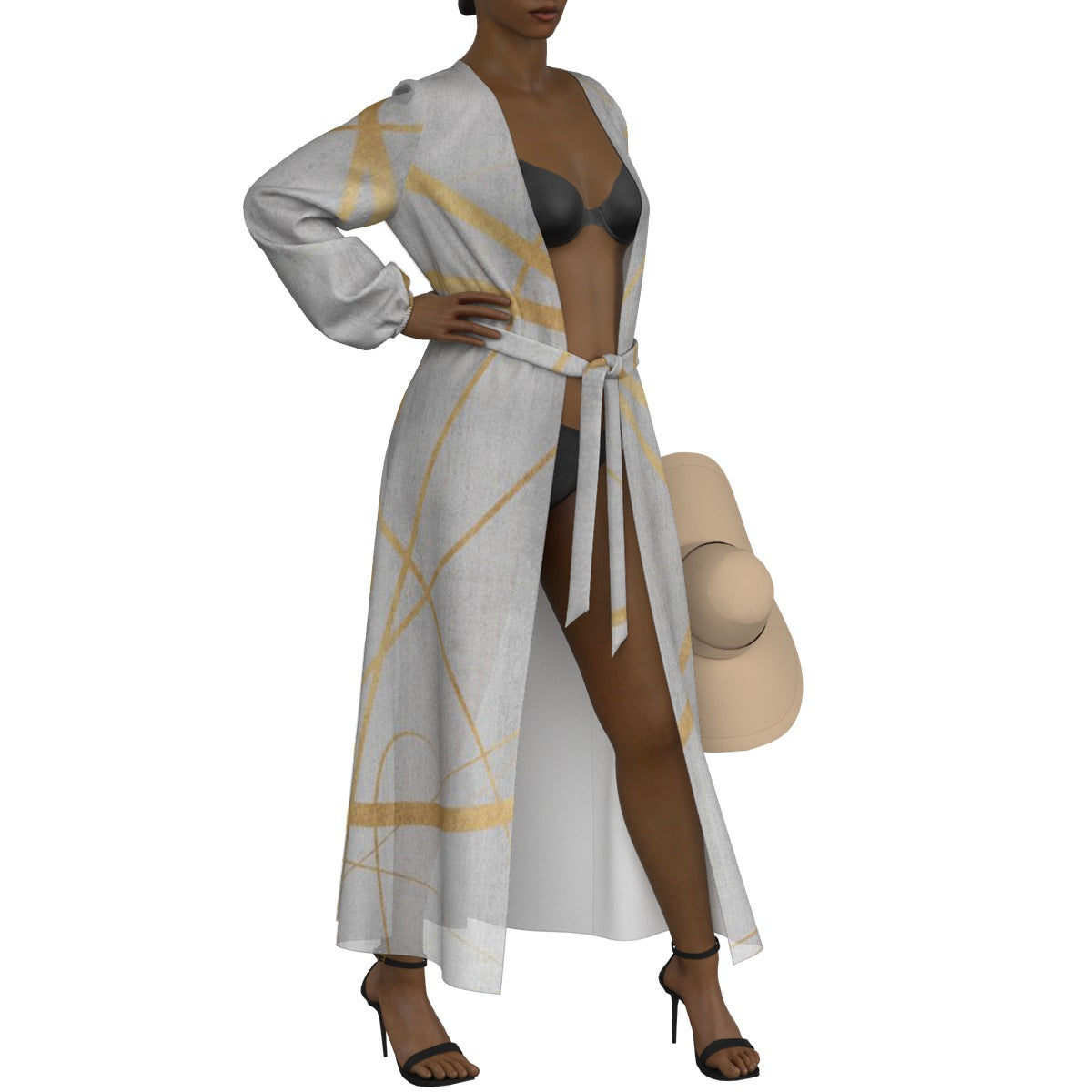 All-Over Print Women's Lace-up Chiffon Robe