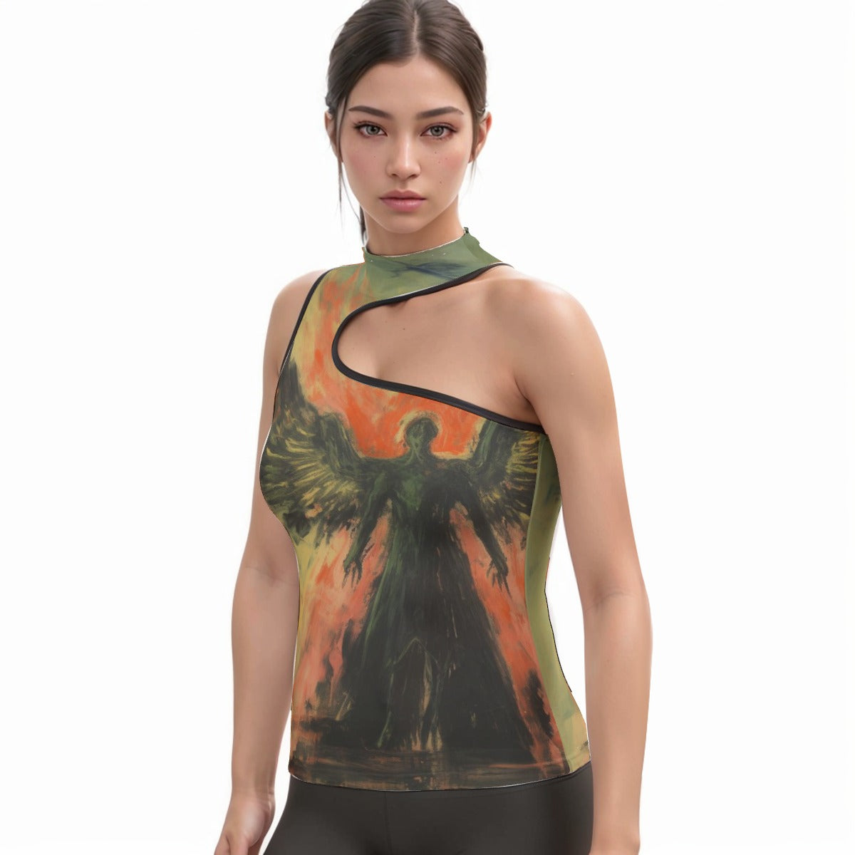 All-Over Print Women's Halter Sleeveless Asymmetrical Tank Top