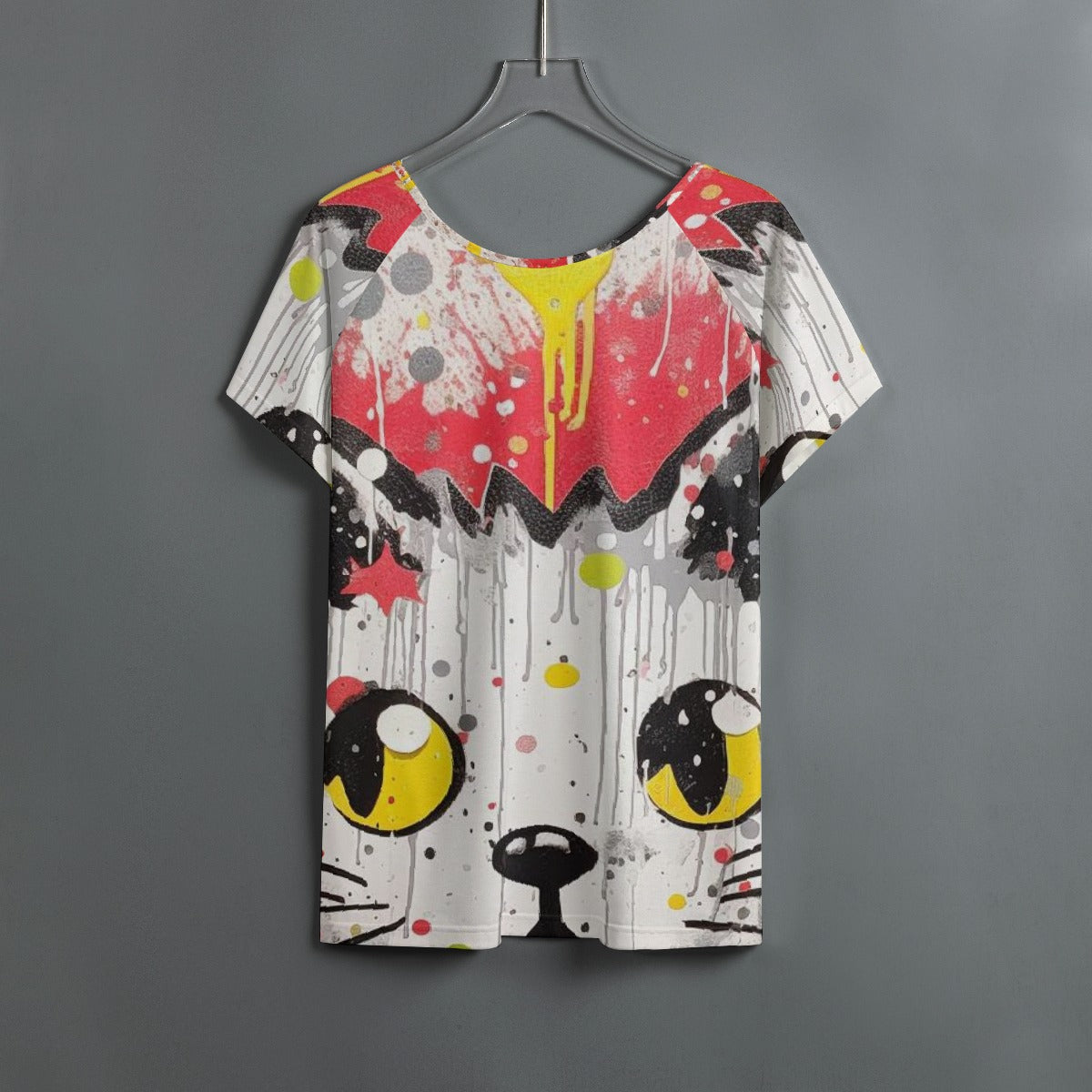 All-Over Print Women's Round Neck T-shirt With Raglan Sleeve