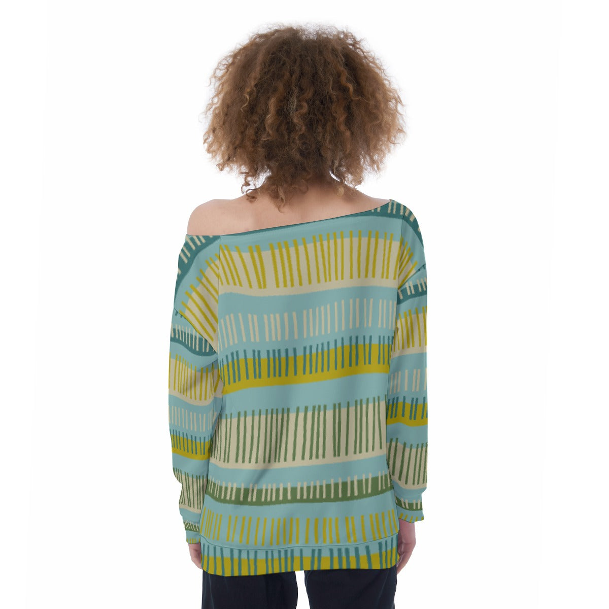 All-Over Print Oversized Women's Off-Shoulder Sweatshirt