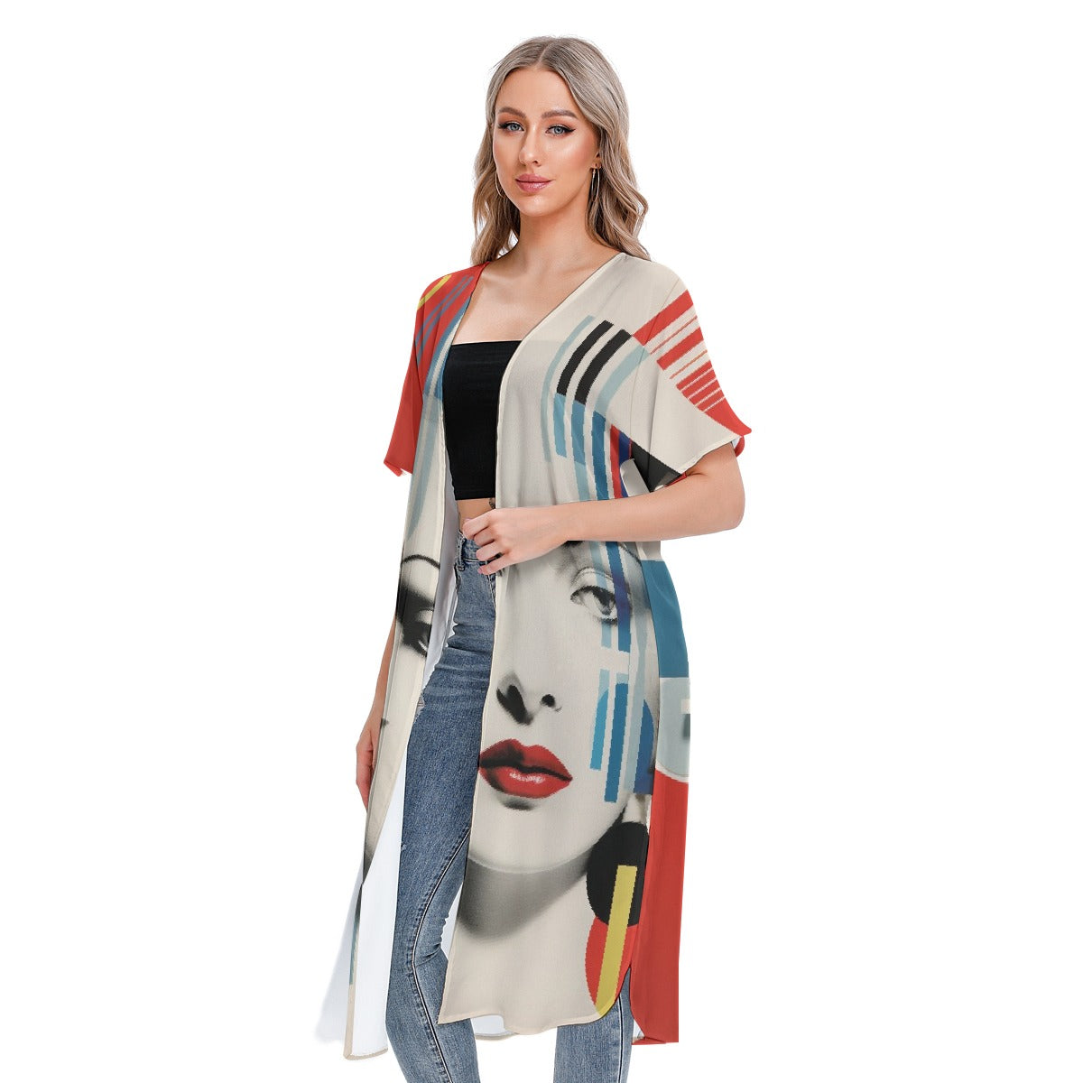 All-Over Print Women's Short Sleeve Cardigan
