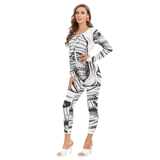 All-Over Print Women's Plunging Neck Jumpsuit