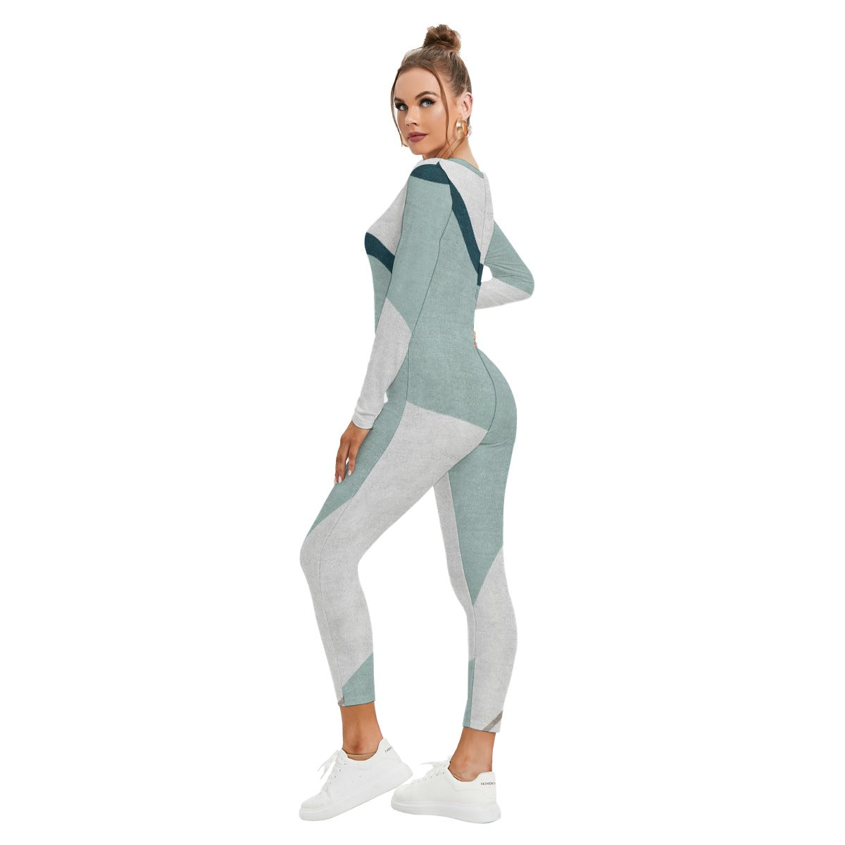 All-Over Print Women's Plunging Neck Jumpsuit