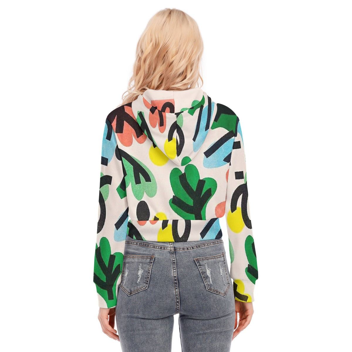 All-Over Print Women's Crop Top Hoodie With Zipper Closure