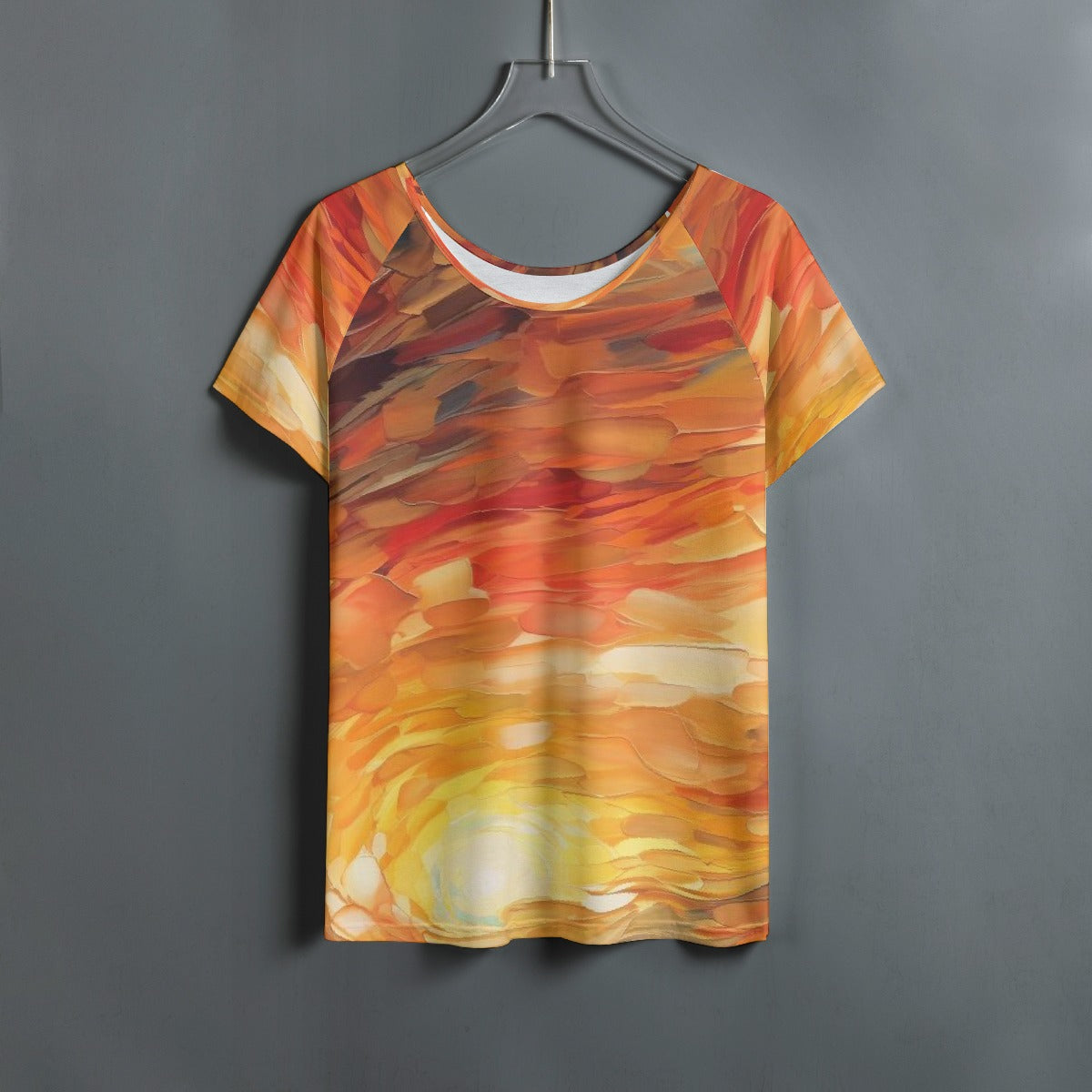 All-Over Print Women's Round Neck T-shirt With Raglan Sleeve