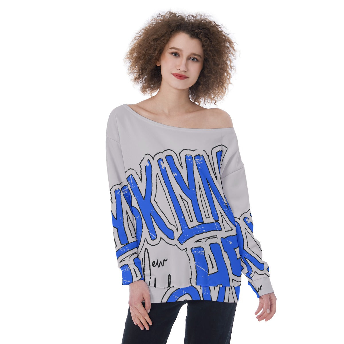 All-Over Print Oversized Women's Off-Shoulder Sweatshirt