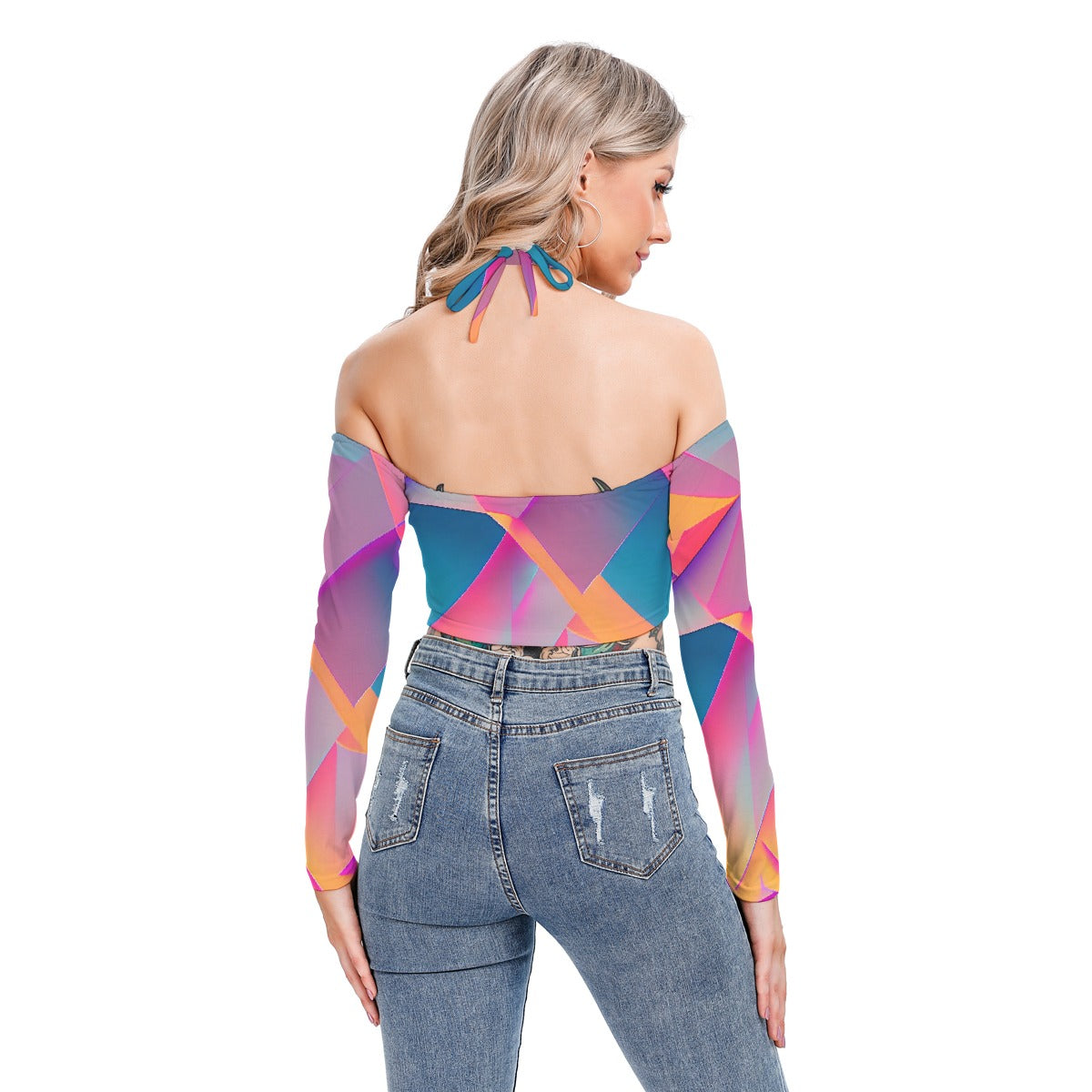 All-Over Print Women's Halter Lace-up Top