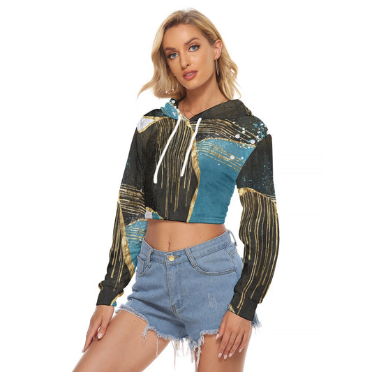 All-Over Print Women's Crop Top Hoodie|Velvet