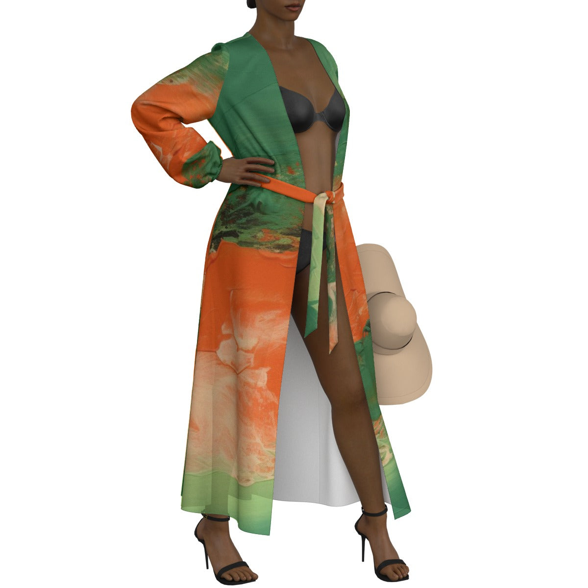 All-Over Print Women's Lace-up Chiffon Robe