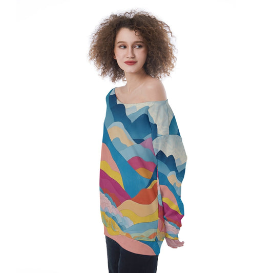 All-Over Print Oversized Women's Off-Shoulder Sweatshirt