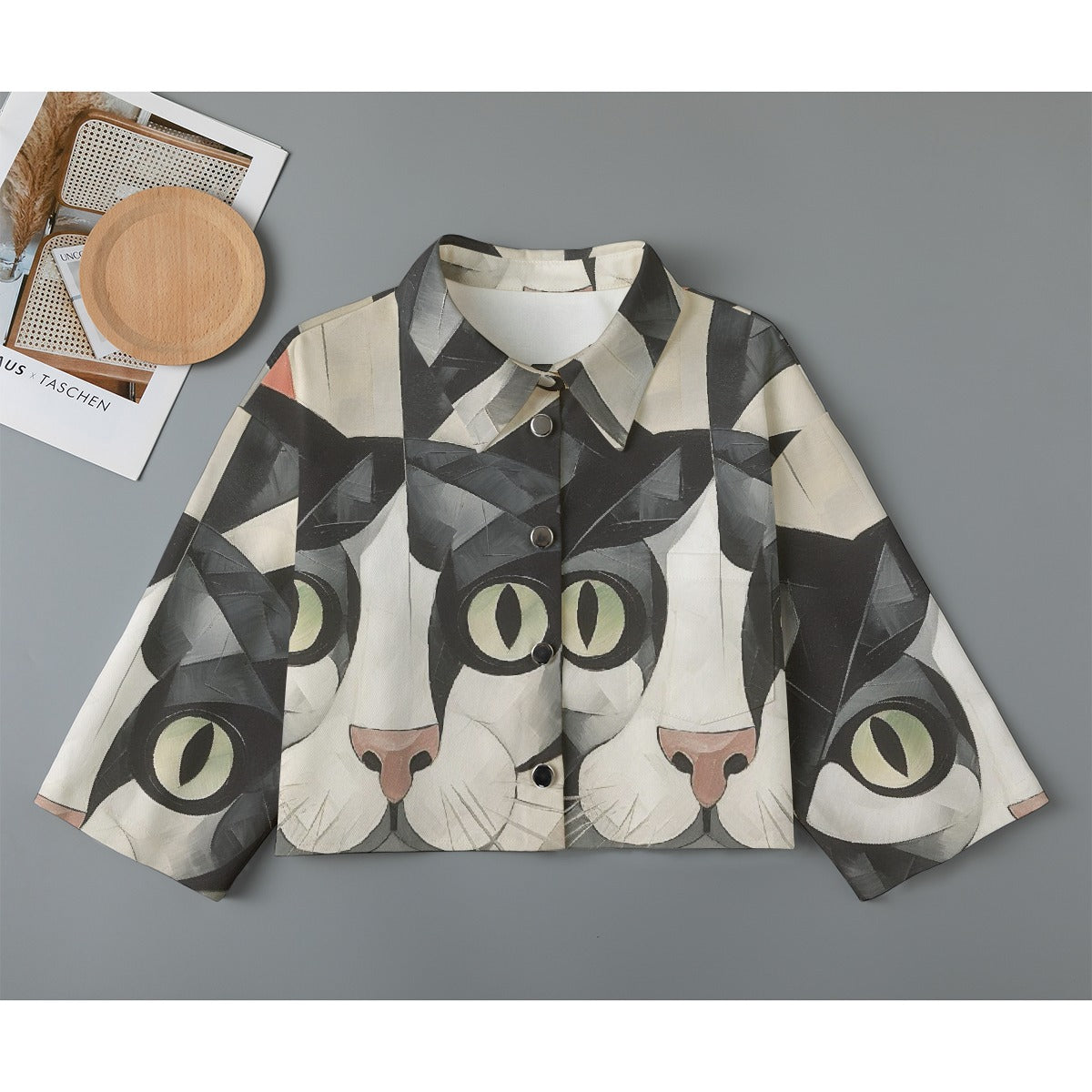 All-Over Print Women's Cropped Jacket | 245GSM Cotton