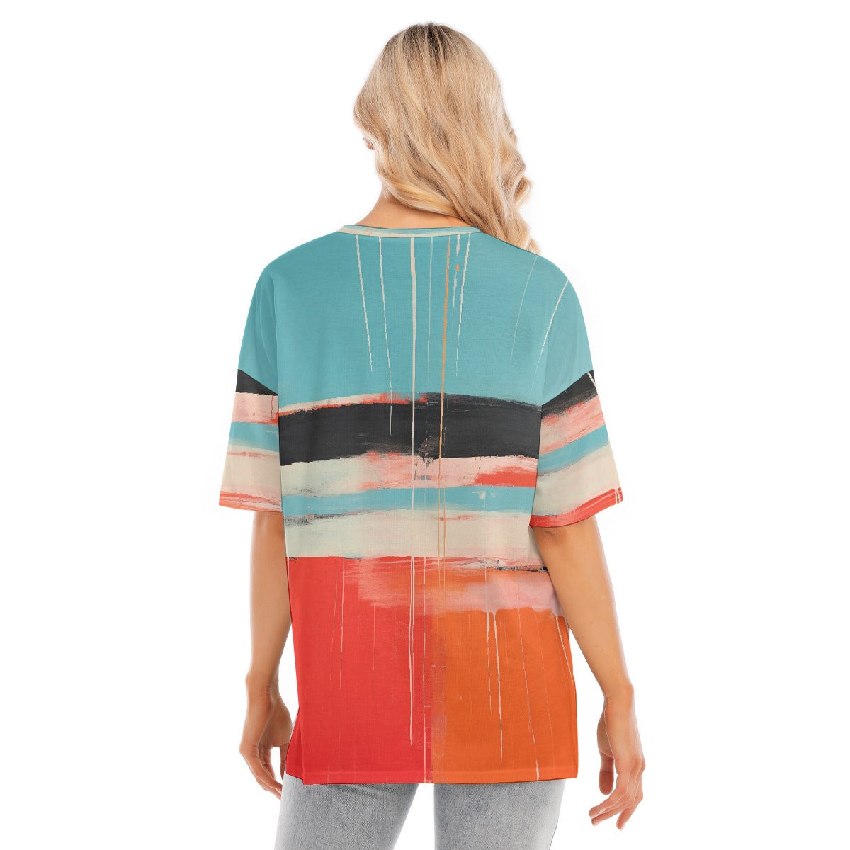 All-Over Print Women's Short Sleeves T-shirt With Hem Split
