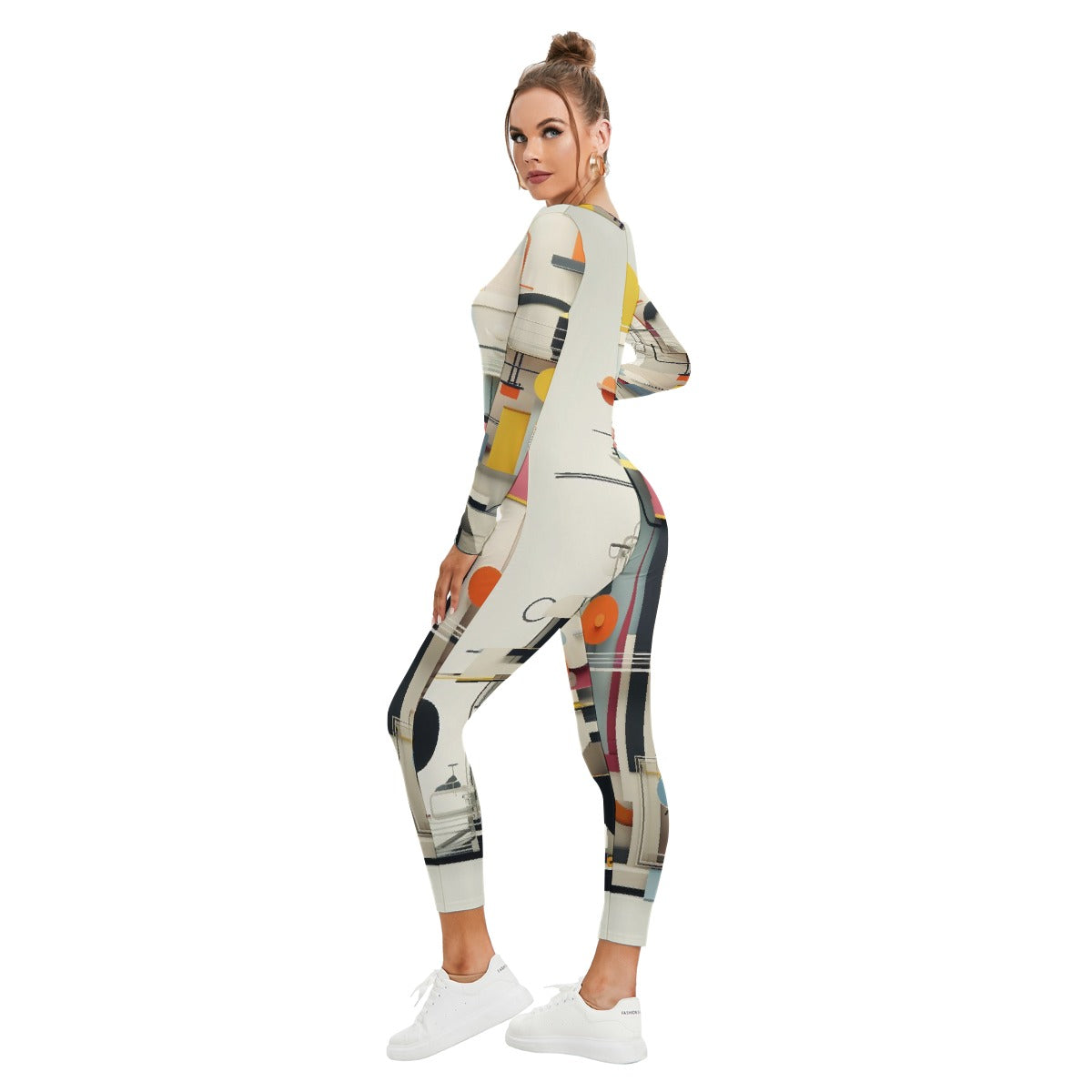 All-Over Print Women's Plunging Neck Jumpsuit