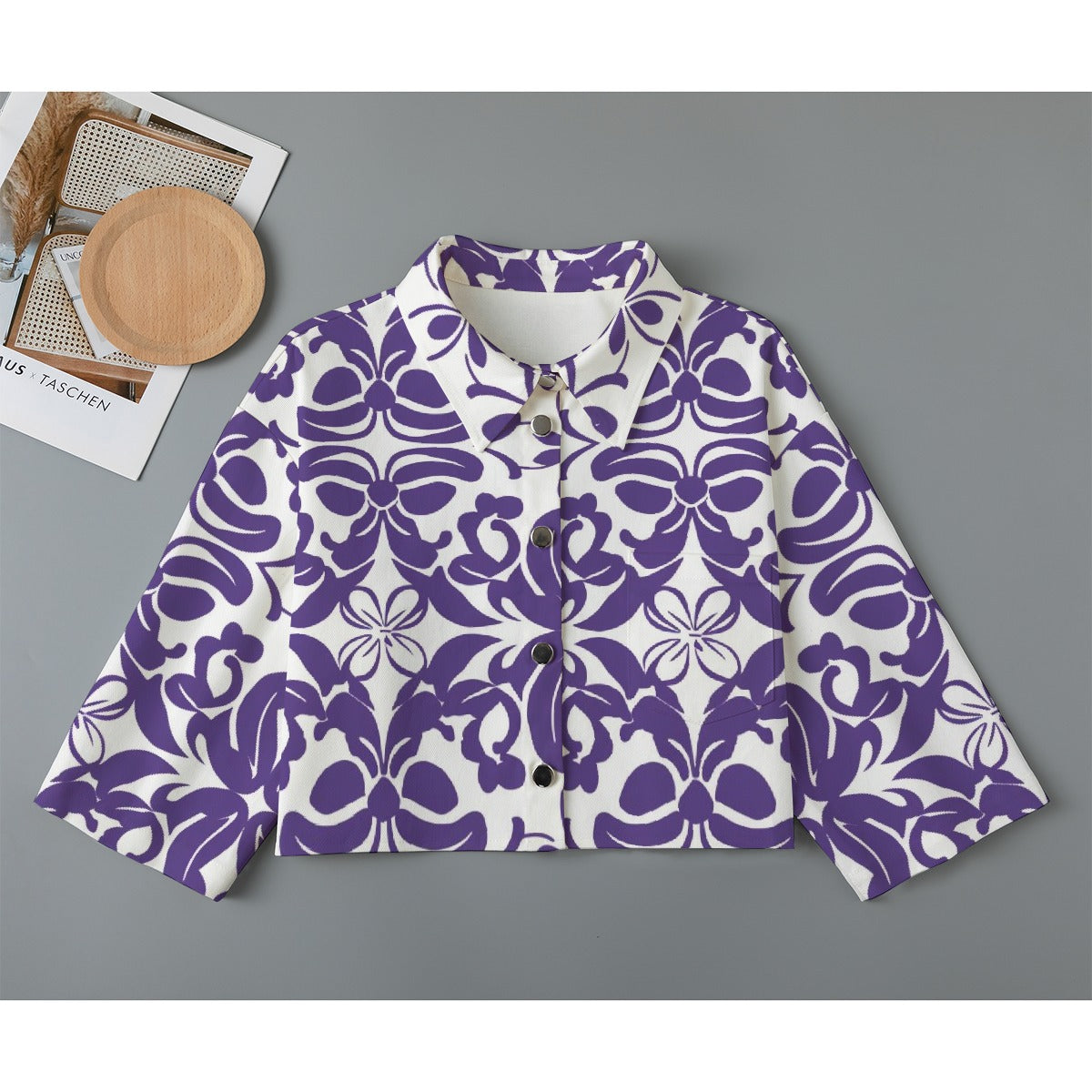 All-Over Print Women's Cropped Jacket | 245GSM Cotton