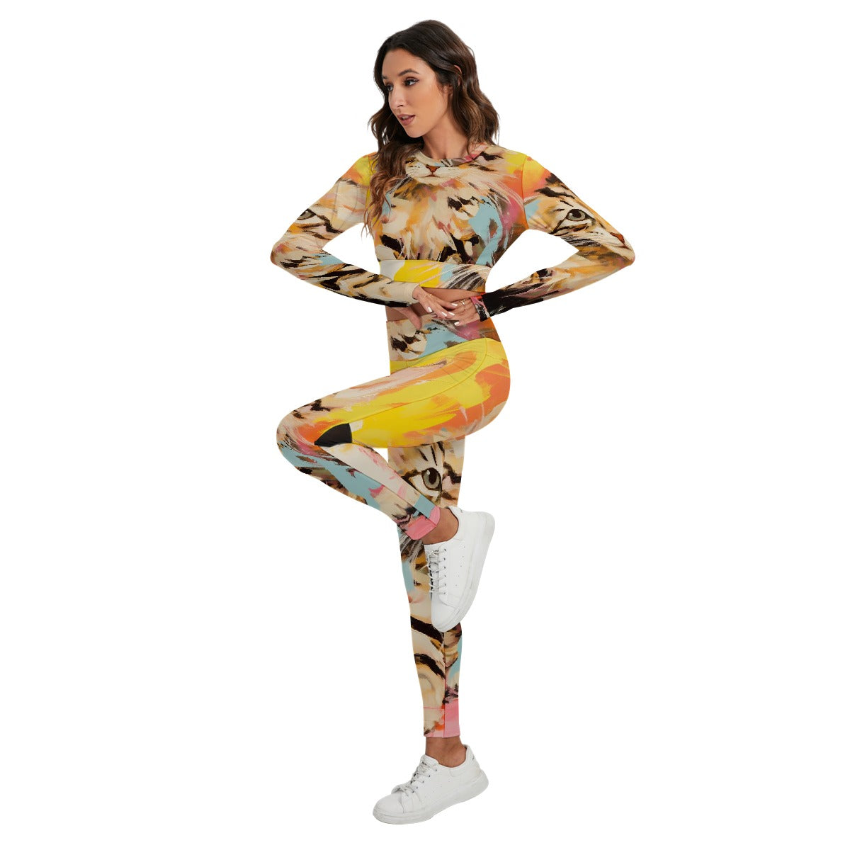 All-Over Print Women's Sport Set With Backless Top And Leggings
