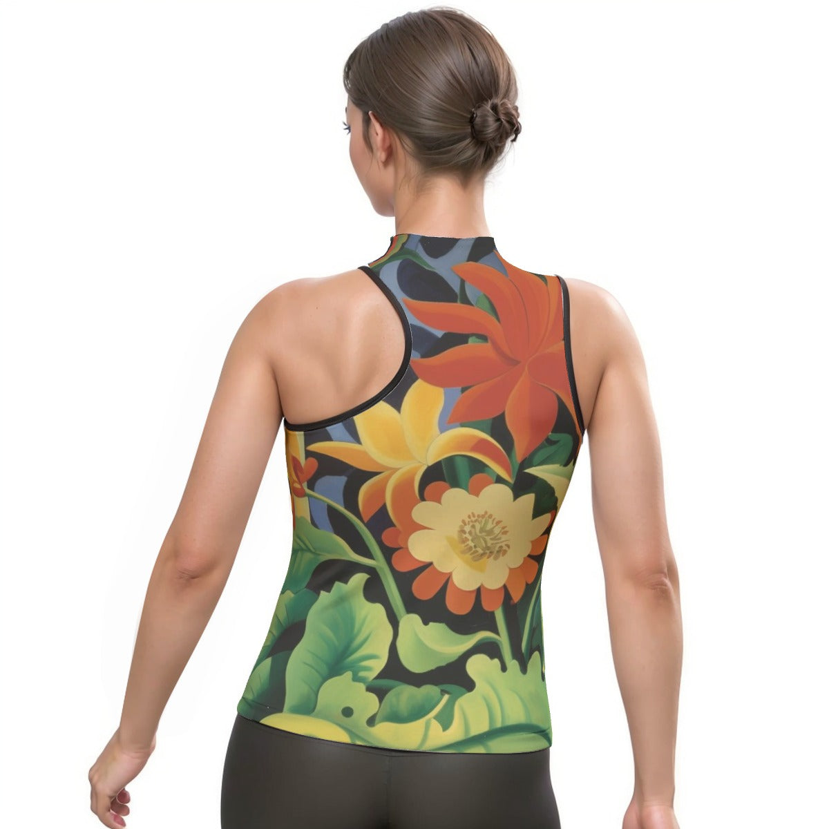 All-Over Print Women's Halter Sleeveless Asymmetrical Tank Top