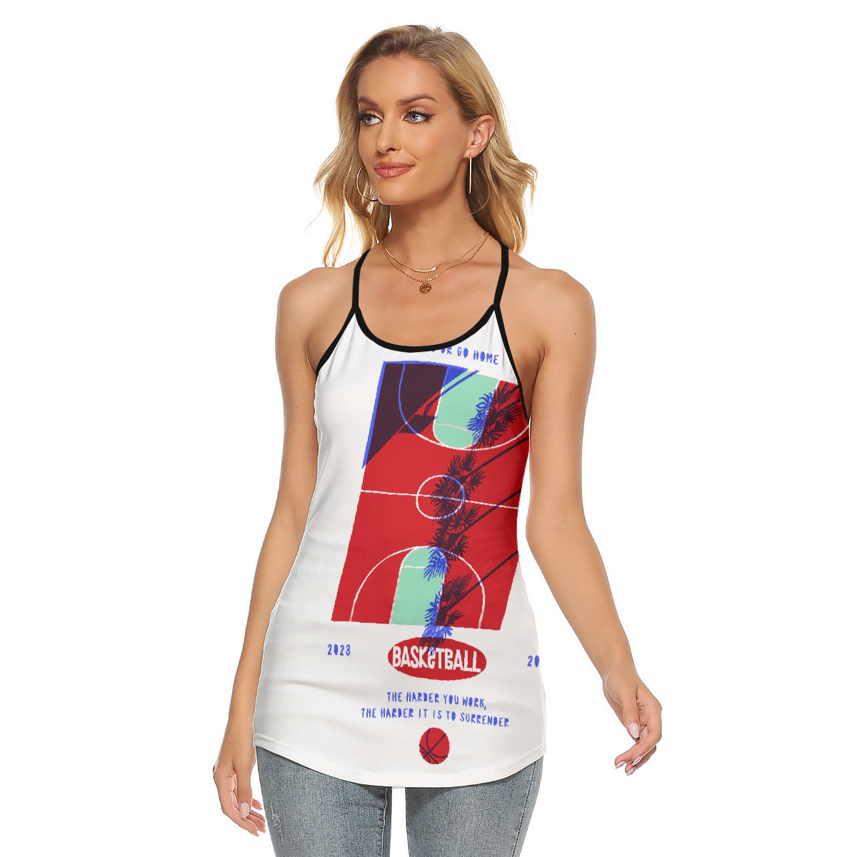 All-Over Print Women's Criss-Cross Open Back Tank Top