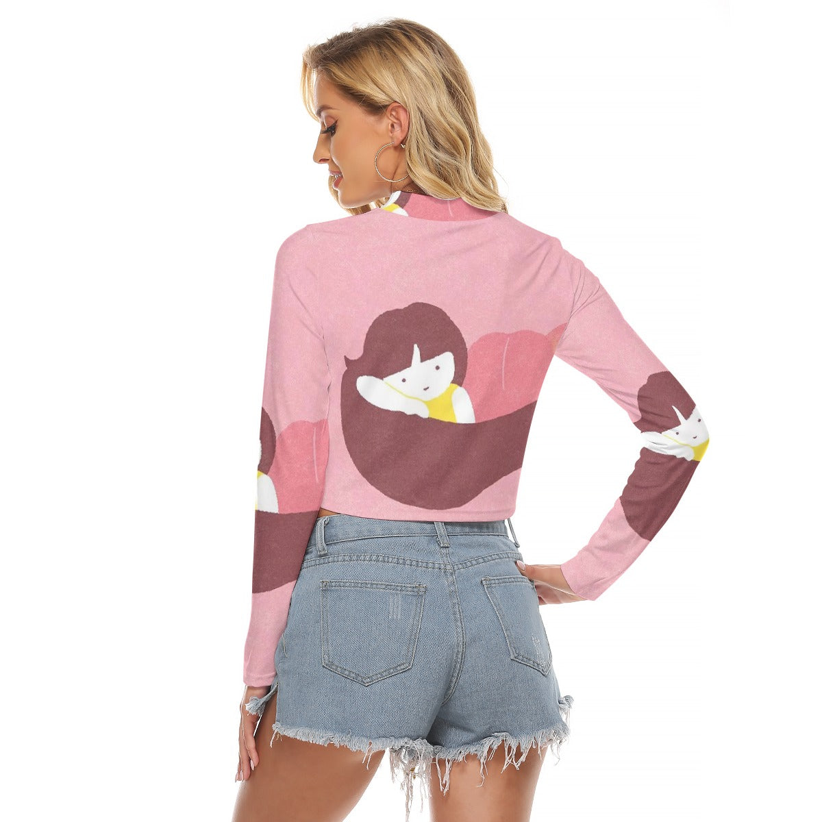 All-Over Print Women's Hollow Chest Keyhole Tight Crop Top