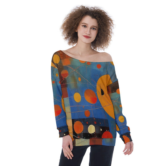 All-Over Print Oversized Women's Off-Shoulder Sweatshirt
