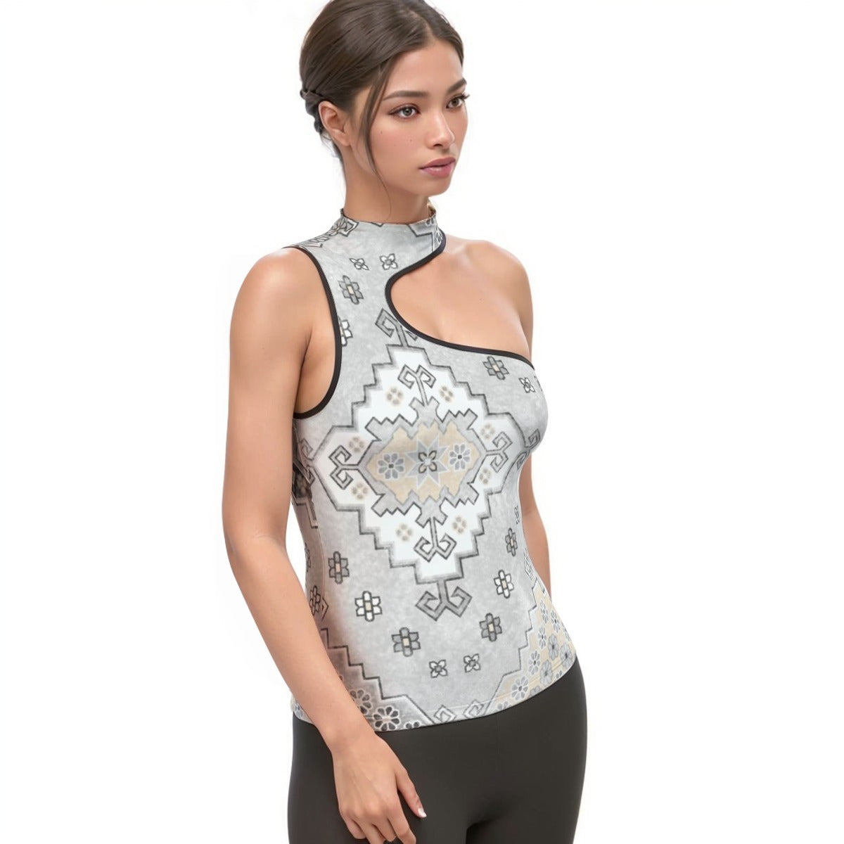 All-Over Print Women's Halter Sleeveless Asymmetrical Tank Top