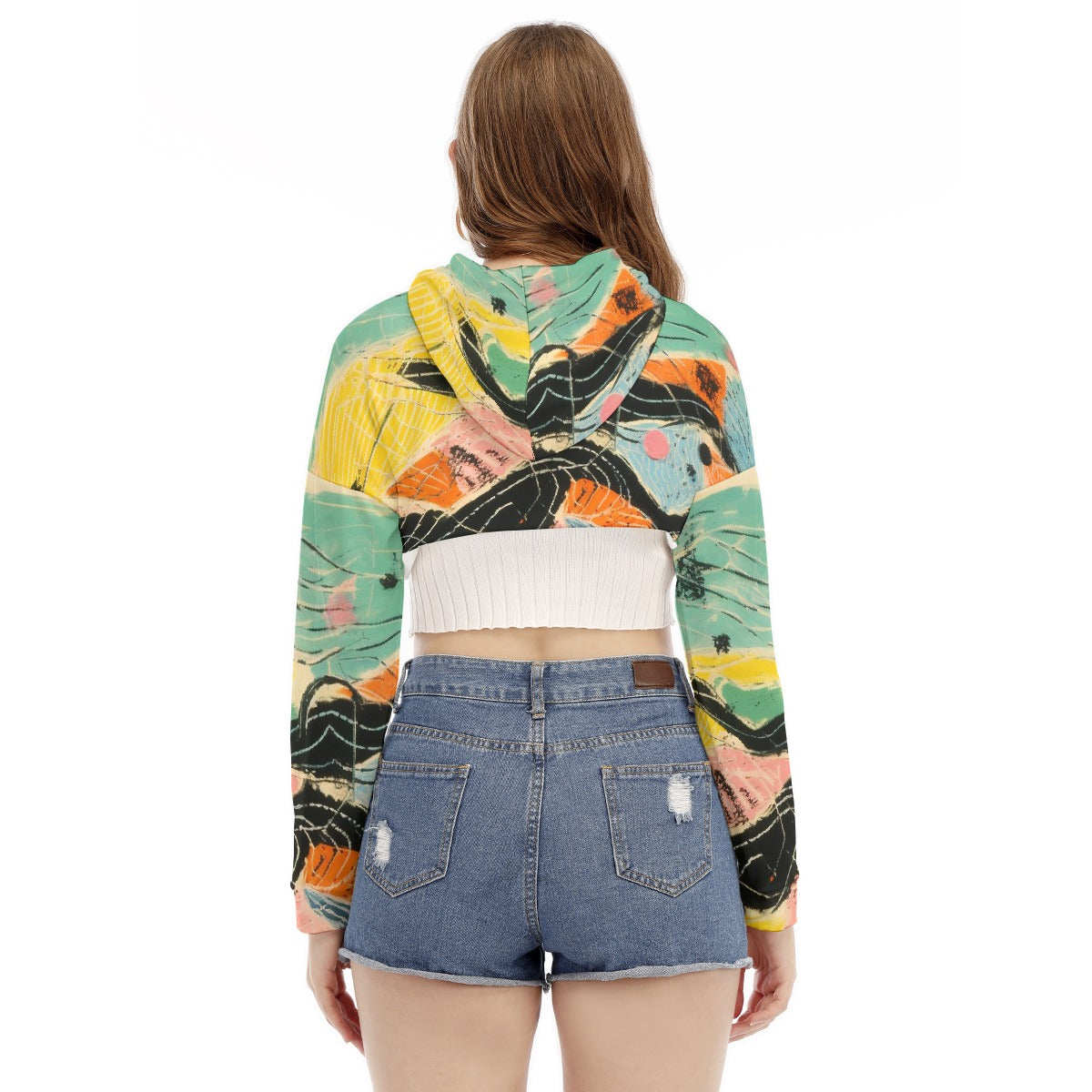 All-Over Print Women's Smock Short Hoodie With Long Sleeve